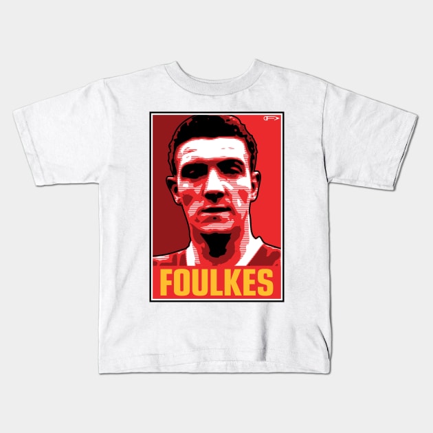 Foulkes - MUFC Kids T-Shirt by David Foy Art